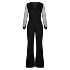 Eleganter Damen-Jumpsuit mit weitem Bein und Spitzenoberteil